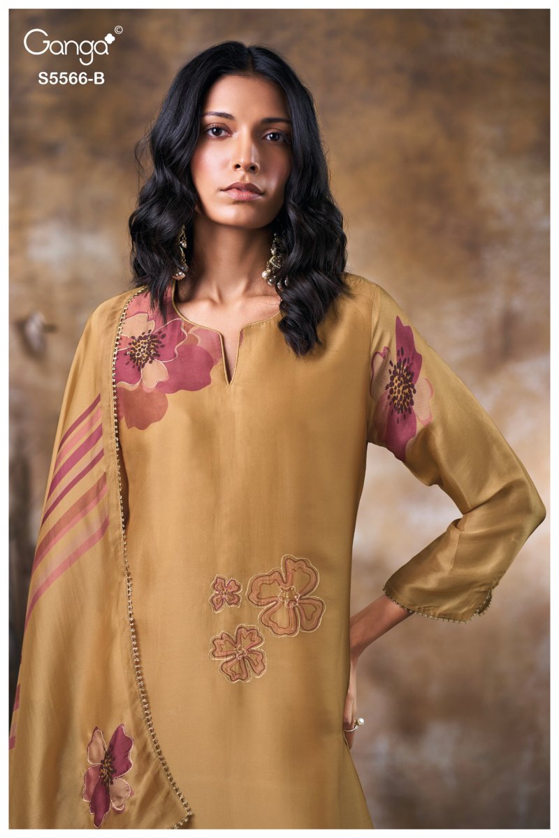 Fariyah 5566 By Ganga Bemberg Silk Satin Salwar Kameez